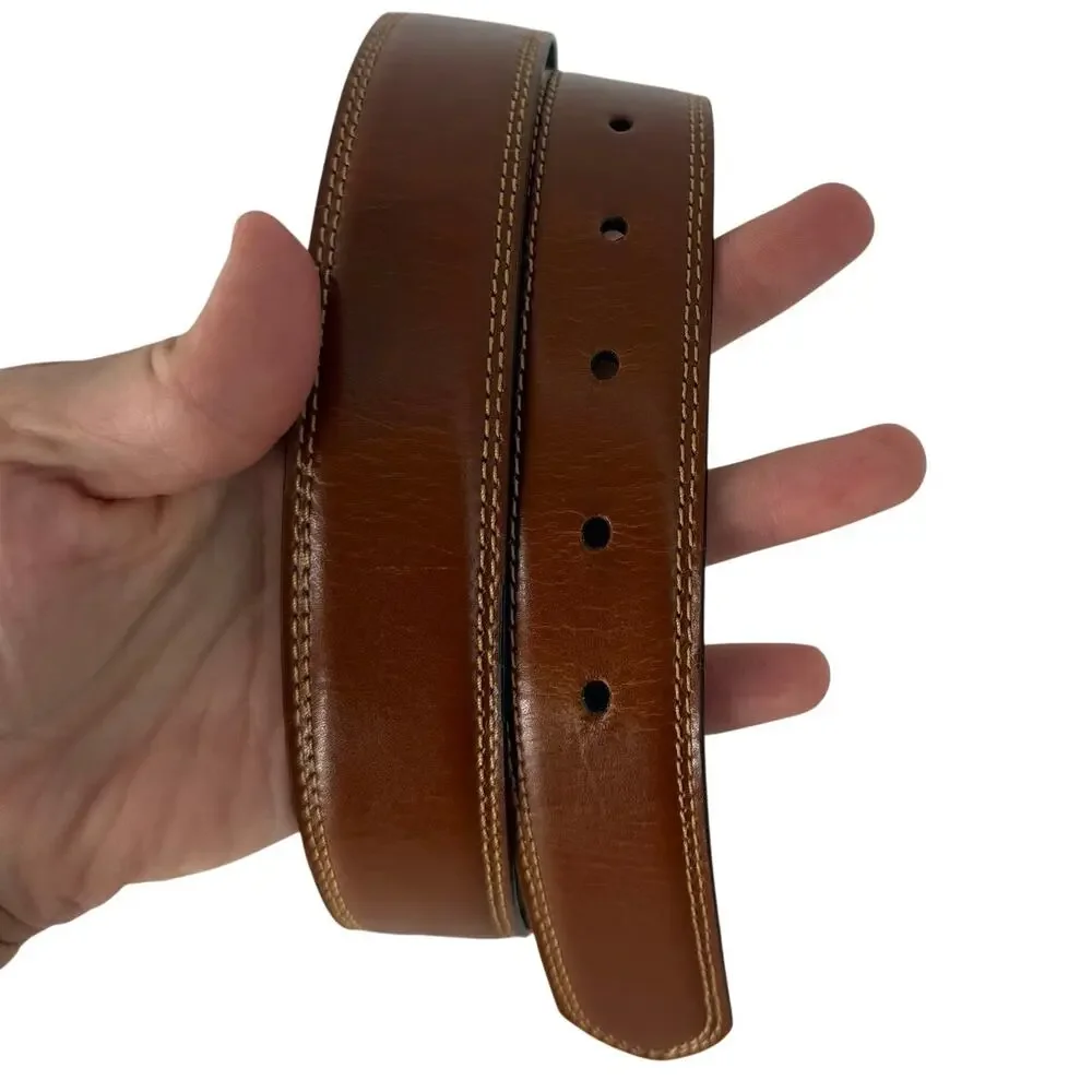 Reversible Leather Belt Mens 30 Black Brown Silver Rotating Buckle Dress Belt